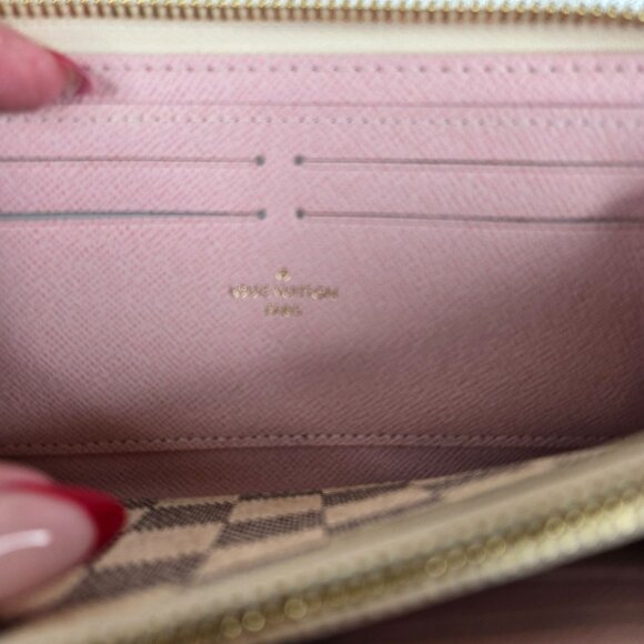 Louis Vuitton Damier Azur Canvas Zippy Wallet Pink Interior Gold Tone SD3117 - Picture 8 of 11